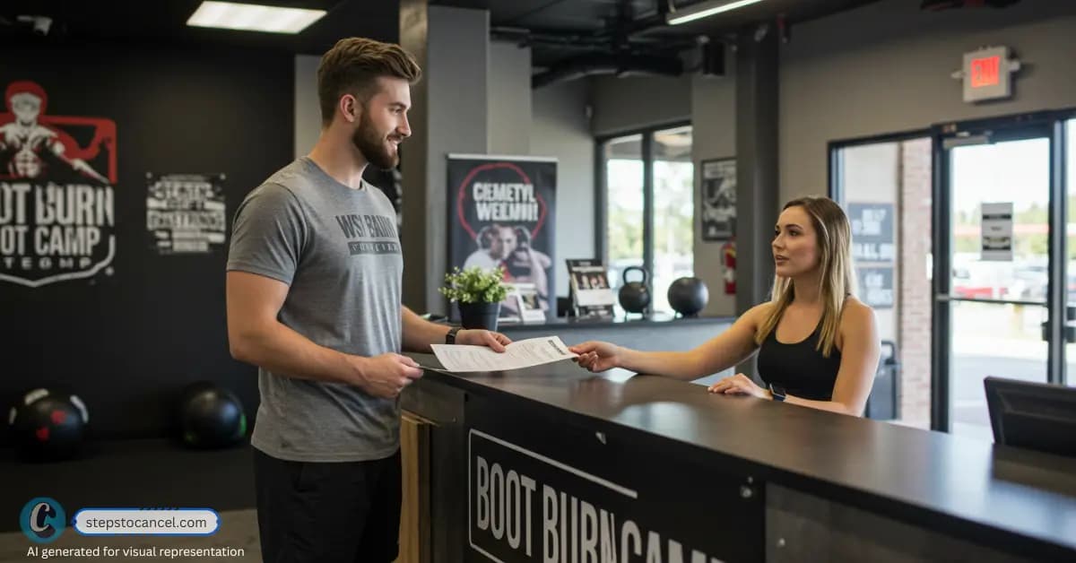 man signing his cancellation form at burn boot camp after term ends