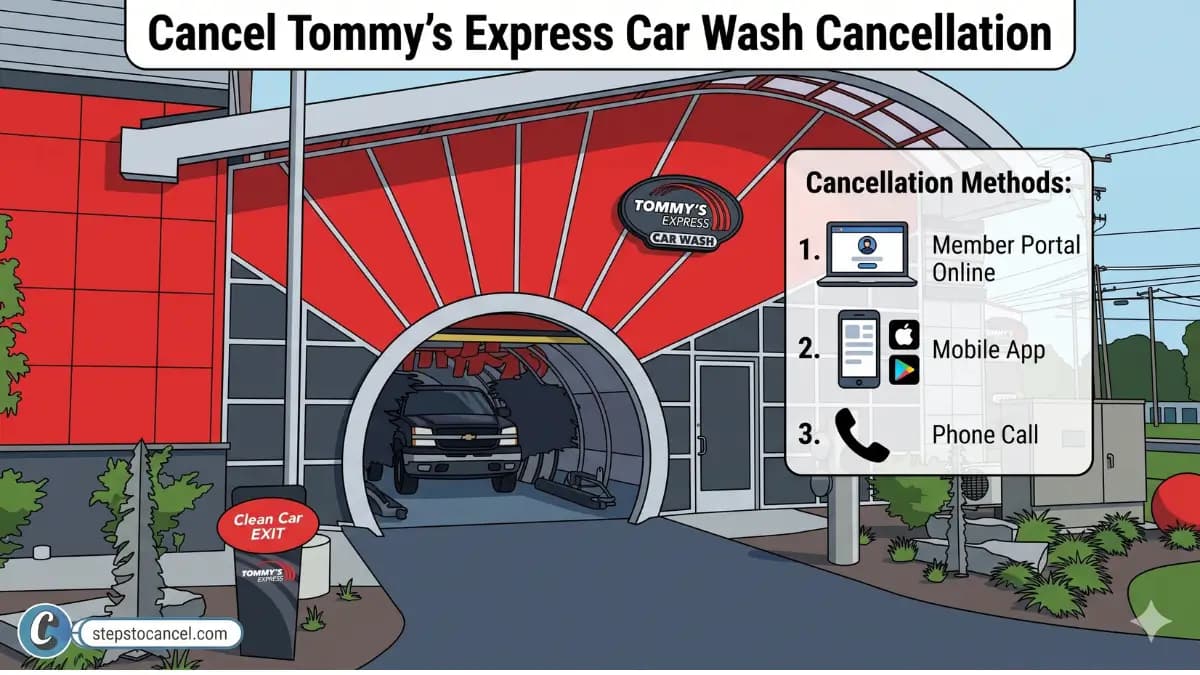 tommy's express car wash locaiton showing its cancelaltion methods